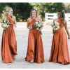 Robes de demoiselle d'honneur orange foncé une ligne licou hors de l'épaule longueur de plancher grande taille en mousseline de soie sur mesure robe de demoiselle d'honneur pays tenue de fête de mariage vestidos