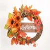 Maple Leaf Pumpkin Wreath Halloween Thanksgiving Day Handmade Artificial Berries Garland Indoor Outdoor Decoration Y0901