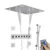 Escovado Níquel Shower Mixer Set 80x60 cm 7 Cores LED Termostático Termostático Chuveiro de Chuveiro Escondido Sistema de Chuveiro