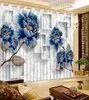 Costume 3D Cortina Beautiful Flor Ramo A sala de estar Sala de estar seda blackouta cortinas de janela de cozinha