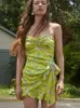 INSPIRED asymmetrische Rüschen sexy Party für geraffte Sommerschleife Slim Fit Damen neues Damenkleid 210412