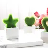 Couronnes de fleurs décoratives Flocage Bonheur Simulation Ensemble de pots de fleurs Étoile à cinq branches / Coeur d'amour / Boule ronde Bureau à domicile Balcon Carré
