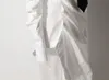 Printemps et été conception de niche française irrégulière épaules dénudées plissée à manches longues chemise ample Mini robe GX1131 210421