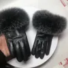 秋の冬の手袋豪華な暖かいファッションレディースのソフトフォックスファーレザータッチスクリーンシープスキンmittens219j