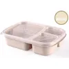 3 grille blé paille boîte à lunch micro-ondes Bento boîte qualité santé naturel étudiant Portable boîte de stockage des aliments vaisselle JJF14117