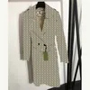 Women's Trench Coats designer Stylish Double Letter Women Lace Up Waist Windbreaker Deerskin Velvet Long Sleeve Coat With Tags For Autumn Winter ZINI