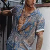 Imprimé Flowal chemises hommes à manches courtes Cool respirant décontracté mince confortable vêtements fête Chemise Homme vacances Chemise pour hommes