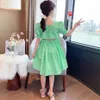 Girl Dresses Solid Color Party Dress Summer Children Casual Style Kids Costume 6 8 10 12 14 210528