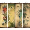 Chinese Style Flower Green Plants Canvas Decorative Painting Store Bedroom Living Room Wall Art Solid Wood Scroll Paintings 210705
