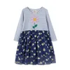 2-7T Children's Long Sleeve Floral Girls Dresses Fashion Autumn Winter Baby Flowers Dress Party Toddler Frocks Q0716