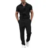 Moda Uomo Tute Manica Corta Slim Fit Cargo Tuta 2020 Casual Solid Pantaloni Streetwear Pantaloni Mens Pagliaccetti Plus Size X0610