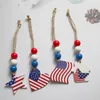 Flagga Independence Day Trä Bead Hänge Heminredning Trä Beaded Tassel Pendants Dekoration Vägg Hängande Ornament Nordic Style WMQ1036