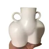 Creative Ceramic Vase Desktop Plant Container Human Body Shaped Art Decorative Flower Pot Side Ring Handle Home Decor 210409