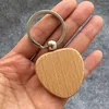 Beech Wood Keychain Hänge DIY Blank Gravering Nyckelringar Bagage Dekoration Keining Creative Present Nyckelring
