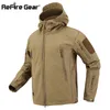 Refire a pele de tubarão de equipamento macio shell macio tático jaqueta militar homens impermeável casaco de lã exército roupas camuflagem windbreaker 211214
