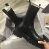 Bota Martn aumentada outono e inverno mais veludo estilo britânico com sola grossa Chelsea Short 211105