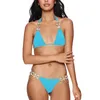 Kristall Mehrfarbiger Edelstein-Diamant Sexy verzierter Bikiniträger-Badeanzug Hochgeschnittenes Bein-Neckholder-Bikini Moda Praia #G3 Damen-Bademode