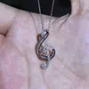 Pendentif Colliers Brillant Zircon 925 Argent Musique Note Collier Pour Femmes Mode Élégant Charme Bijoux Fête Anniversaire Cadeau