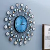 Relógios de parede Ferro Ferro Shell Azul Arte Grande Relógio Grande Metal Designer 3D Digital Design moderno Zegar quartzo 050