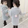 Moda Çocuklar Kız Palto Sonbahar Kış Giysileri Yün Ceket Gençler Ceket Sıcak Uzun Giyim Mont Çocuk Giyim 211204