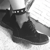 Dunne Cross Mesh Socks Nail Pearl Vrouw Butterfly Eye Fashion Black 2111201