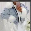 Lugentolo Jean Jacket Mulheres Plus Size Casaco de Pele Lavado e Whiten Sólido Desativação De Colares Zipper Curto Inverno Roupas Casacos das Mulheres