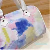 European And American Street Style Fashion Watercolor Boston Bag Collision Color Pillow Bags Multifunctional Personality Splash-ink Handbag