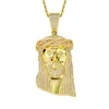 Retro Jesus Man Avatar Hip Hop Copper Zircon Men Femmes Collier pendentif Iced Out Long Cuban Chain Link Jewelry Chains1895788