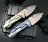 1Pcs 2021 Strong ER Tactical Fold knife D2 Satin Blade TC4 Titanium Alloy Handle Outdoor EDC Pocket Folding Knives With Plastic Box Package