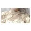 Long Sleeve Sexy See Through Lace Blouse Shirt Blouse Women Blusas Mujer De Moda Stand Collar Blouse Tops Women Blusa E218 210426