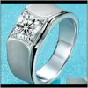 Z bocznymi kamieniami pierścienie biżuteria Dojazdowa Dostawa 2021 Mosangshi Mens Diament Proste Frosted Sterling Sier Simulation Ring Made Made 18k Gold Pj