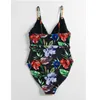 Kvinnors badkl￤der Kvinnors halter Tankini Summer 2022 Push Up Print Flower Swimming Dress Beach Wear Swimsuit Women Sexig V-ringning Oregelbunden