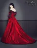 Vintage Black and Red Gothic Wedding Suknie Z Koronką Przylądek 2022 Off Ramię Plus Rozmiar Dżetów Gorset Bridal Gown Szaty