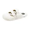 Atacado recentemente outono inverno womens womens cadeia de metal All inclusive lã deslizamento para mulheres White Outer desgaste mais grande Szie Muller meio arrasto sapatos EUR 35-40