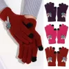 Five Fingers Gloves Winter Knitted Touch Screen Men Women Plus Velvet Thick Warm Mittens Soft Elastic