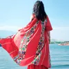 Kvinnor toppar och blusar 2021 Summer Boho Kimono Femme Long Tunic for Women Floral Loose Casual Beach Cardigan DD2548 Women's Shirts