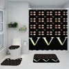 8 Styles Vintage Waterproof Shower Curtains Anti Peeping Bath Curtain Hotel Letter Toilet Cover Mats Four Piece Set