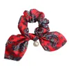 Bohemian Print Bowknot Elastic Hair Band for Women Girls Floral Kolor Scrunchies Pałąk włosy Włosy Kucyk z Pearl7252849