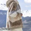 Winter Damenjacke Plüsch Patchwork Reißverschlusstasche Kapuzenjacke Pelz Frau Mantel Plus Größe Dicke Warme Frauen Top Winter Oberbekleidung 211109
