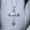 Pendant Necklaces Retro Simple Handmade Big Cross Pendants Luxury Inlay Zircon Men Women Fashion Religion Anniversary Jewelry