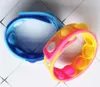 Vinger Speelgoed Duw Bubble Siliconen Armbanden Decompressie Fidget Pop Toy Armband Puzzel Pers Stress Polsband Sensory Tie-geverfde Snap Ring