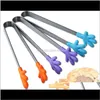 Outras ferramentas de cozinha Cozinha, Bar de jantar Home Gardensmall Palm Aço Inoxidável Tongs Creative Gelo Não-Slip Mini Comida Clipe Sile Sile Bolo B