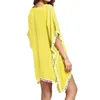 Kvinnor pom trim cover-ups kaftan chiffon badkl￤der l￶s strandkl￤nning tunika fasta strandkl￤der baddr￤kt robe de plage pareo sarongs