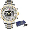 Часы LIGE для мужчин, элитный бренд, спортивные кварцевые наручные часы, водонепроницаемые военные цифровые часы, стальные часы Relogio Masculino 220125305M