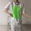 Korejpaa Femmes Ensembles Été Coréen Chic All-Match Lettre Lâche Impression Split T-shirt À Manches Courtes Brillant Jupe Taille Haute 210526