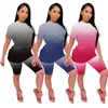 Tenues d'été pour femmes costume de jogger survêtements dégradés T-shirts à manches courtes + shorts pantalons ensemble deux pièces plus la taille 2XL sportswear casual lettre survêtements 4821