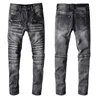 Męskie Długie Slim Black Ripped Jeans Projektant Marka Wysokiej Jakości Bielone Ołówek Jean Streetwear Motocycle Spodnie Logo