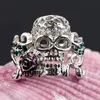 Anéis de casamento clássico hip hop tendência anel senhoras engraçado crânio moda rosa pedra vermelha presente jóias 4638241
