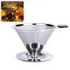Häll över kaffe Dricker Rostfritt Stål Kaffefilter Avtagbar Dropper med stativ Återanvändbar Cone Dripper Cup Stativ och Pensel