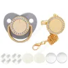 Anpassa sublimering bling pacifier med clip halsband kristaller party favör för baby minnessak brithday gåva daw414